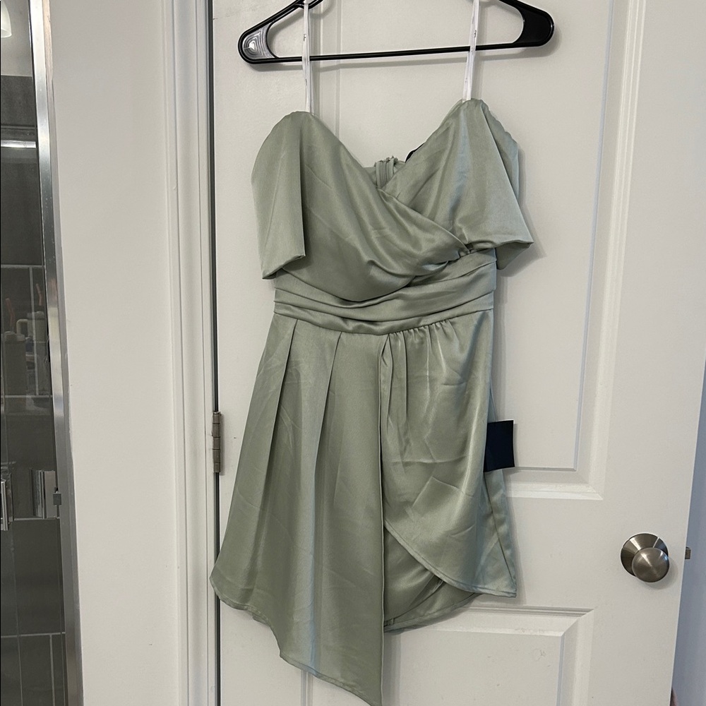 Lulu's Asymmetrical Sage Green Dress